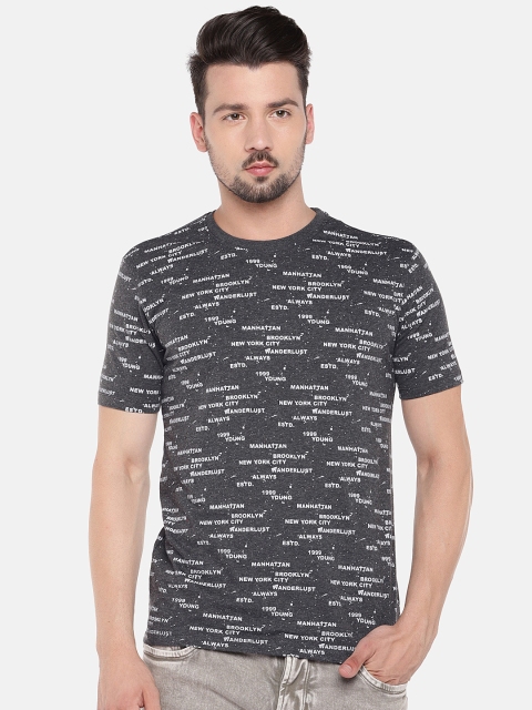 

Globus Men Black Printed Round Neck T-shirt
