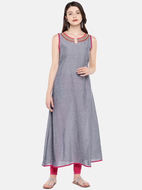

Globus Women Grey & Fuchsia Printed Anarkali Kurta