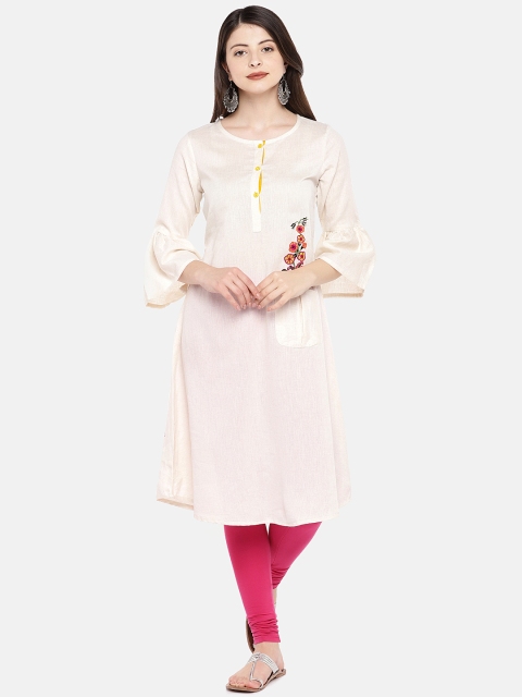 

Globus Women Off-White Solid Anarkali Kurta