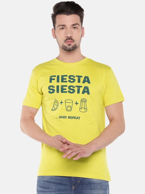 

Globus Men Yellow Printed Round Neck T-shirt