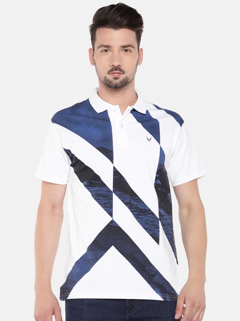 

Globus Men White Colourblocked Polo Collar T-shirt