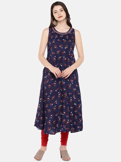 

Globus Women Blue Printed Anarkali Kurta