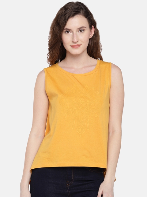 

Globus Women Mustard Solid A-Line Top