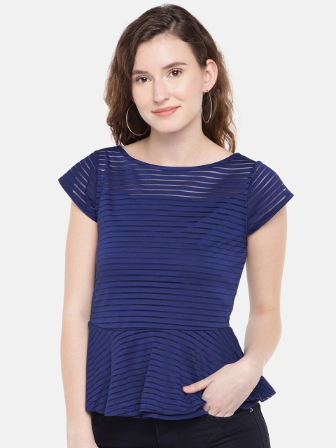 

Globus Women Blue Striped Peplum Top