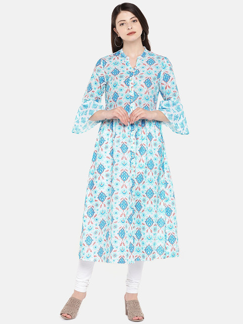 

Globus Women Blue Printed A-Line Kurta