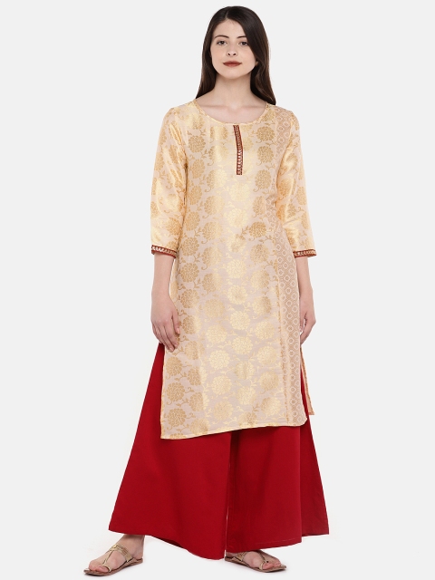 

Globus Women Beige Printed Straight Kurta