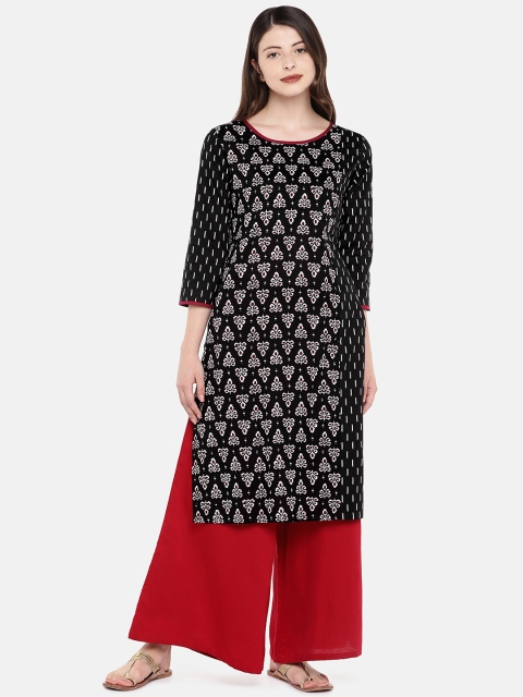 

Globus Women Black Printed A-Line Kurta