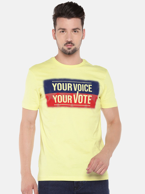 

Globus Men Yellow Printed Round Neck T-shirt