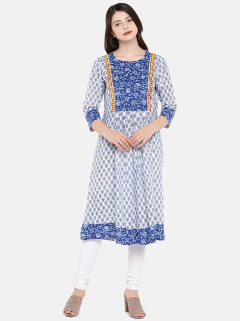 

Globus Women Blue & White Yoke Design Anarkali Kurta