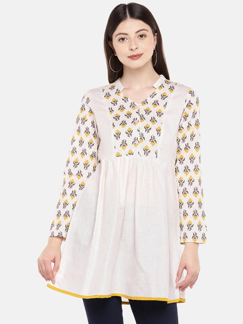

Globus Beige & Yellow Printed Tunic