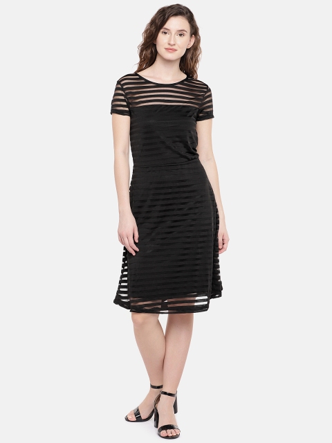 

Globus Women Black Self Design A-Line Dress