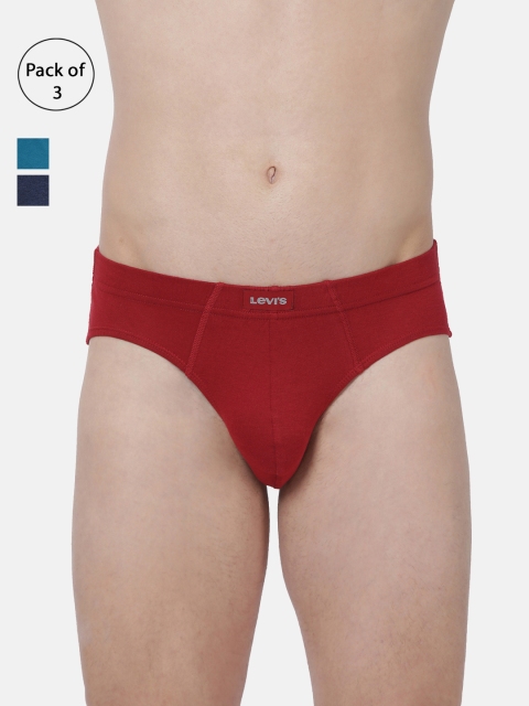 

Levis Men Pack of 3 Solid Briefs BF-100CA-3PK-STYLE-011-628, Red