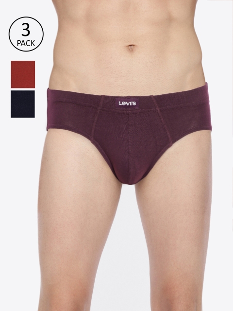 

Levis Men Pack of 3 Solid Briefs BF-100CA-3PK-STYLE-011-630, Red