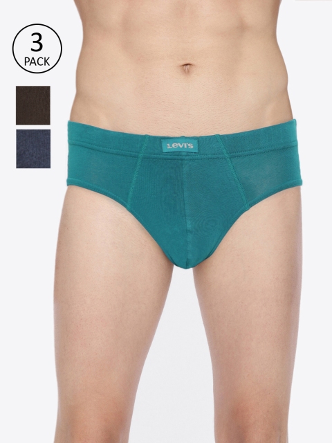 

Levis Men Pack of 3 Solid Briefs BF-100CA-3PK-STYLE-011-633, Teal