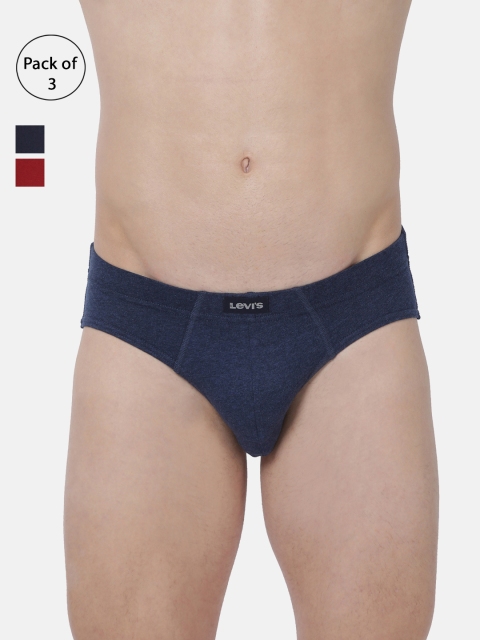 

Levis Men Solid Pack of 3 Briefs BF-100CA-3PK-STYLE-011-619, Navy blue