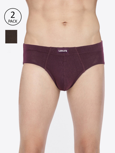 

Levis Men Pack of 2 Solid Briefs BF-100CA-2PK-STYLE-011-367, Burgundy