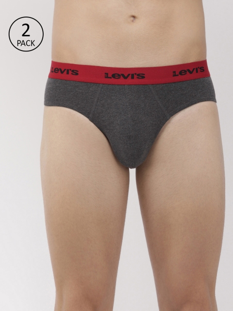 

Levis Men Pack of 2 Solid Briefs BF-200SF-2PK-STYLE-019-484, Charcoal