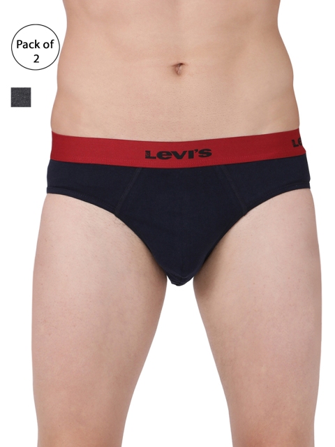 

Levis Men Pack of 2 Solid Briefs BF-200SF-2PK-STYLE-019-488, Navy blue