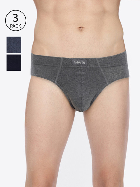 

Levis Men Pack of 3 Solid Briefs BF-100CA-3PK-STYLE-011-557, Charcoal