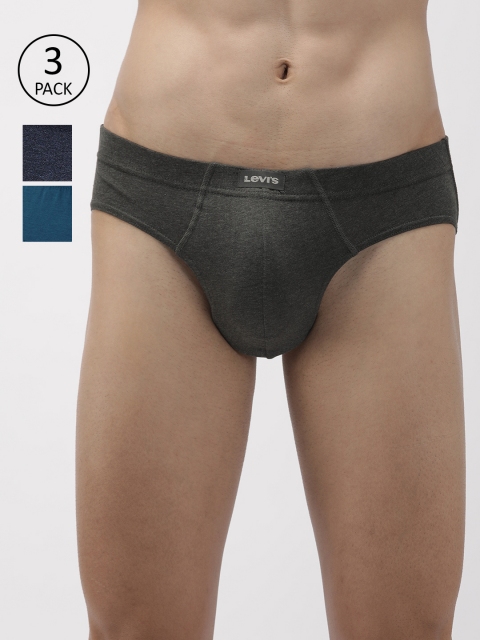 

Levis Men Pack of 3 Solid Briefs BF-100CA-3PK-STYLE-011-561, Charcoal