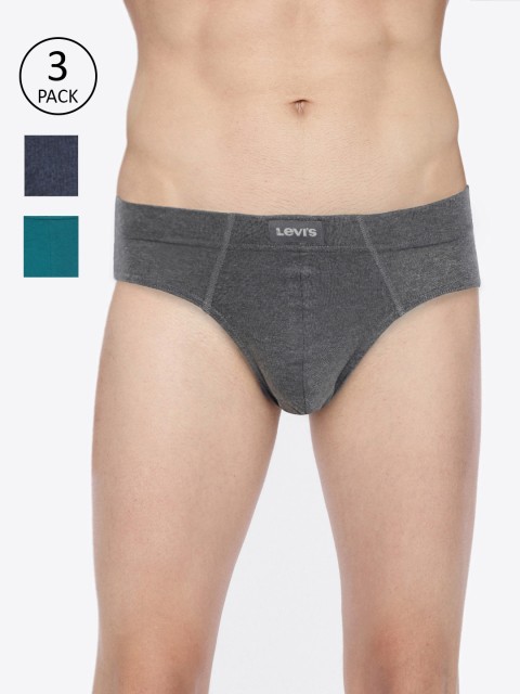 

Levis Men Pack of 3 Solid Briefs BF-100CA-3PK-STYLE-011-569, Charcoal