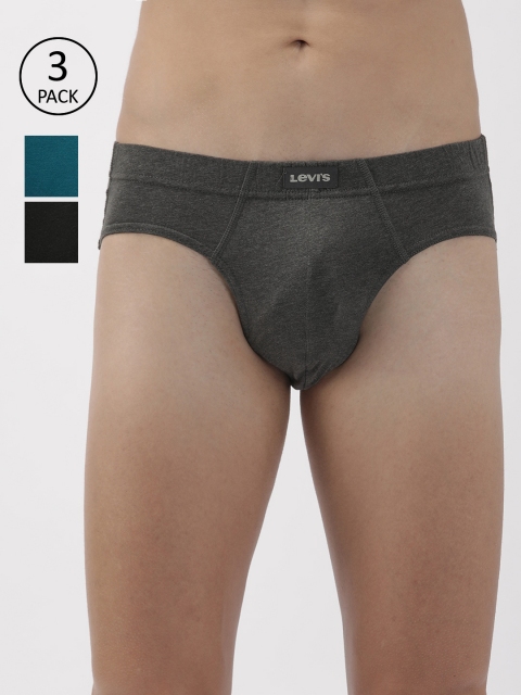 

Levis Men Pack of 3 Solid Briefs BF-100CA-3PK-STYLE-011-548, Charcoal