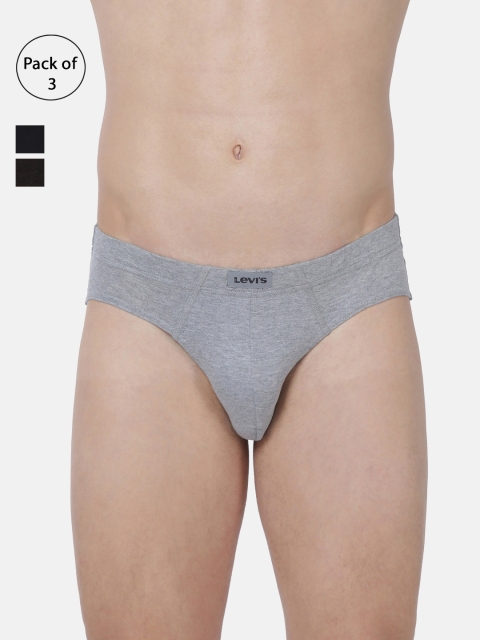 

Levis Men Pack of 3 Solid Briefs BF-100CA-3PK-STYLE-011-572, Grey melange