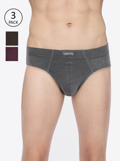 

Levis Men Pack of 3 Solid Briefs BF-100CA-3PK-STYLE-011-563, Charcoal