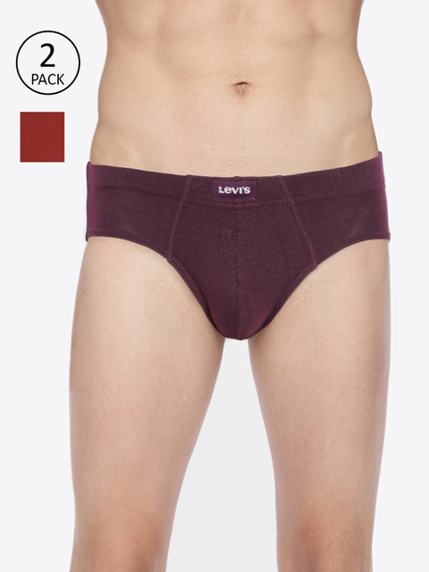 

Levis Men Pack of 2 Solid Briefs BF-100CA-2PK-STYLE-011-402, Red