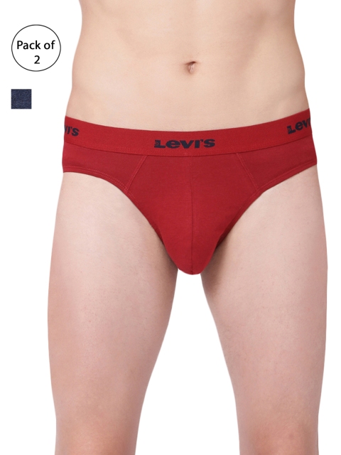 

Levis Men Pack of 2 Solid Briefs BF-100CA-2PK, Red