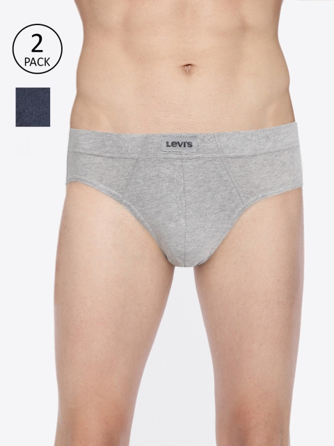 

Levis Men Pack of 2 Solid Briefs BF-100CA-2PK-STYLE-011-383, Grey melange