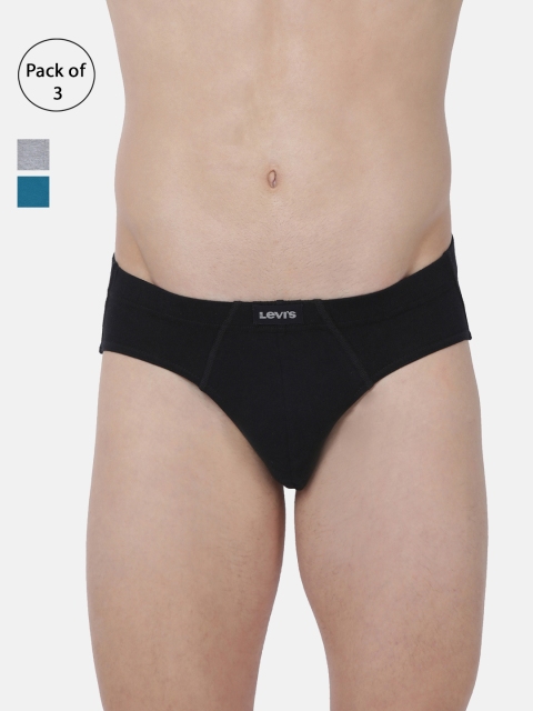 

Levis Men Pack of 3 Solid Briefs BF-100CA-3PK, Grey melange
