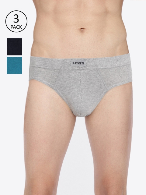 

Levis Men Pack of 3 Solid Briefs BF-100CA-3PK-STYLE-011-596, Grey melange