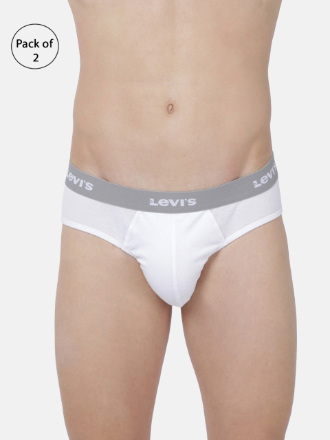 

Levis Men Pack of 2 Solid Pure Cotton Briefs BF-100CA-2PK-STYLE-002-199, White