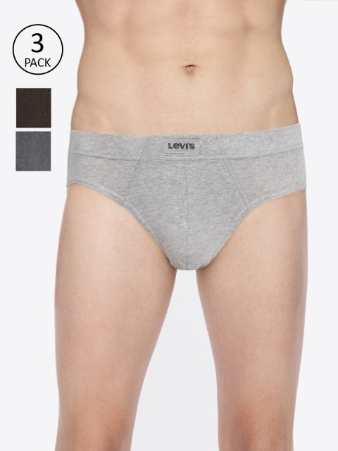 

Levis Men Pack of 3 Solid Briefs BF-100CA-3PK-STYLE-011-584, Grey