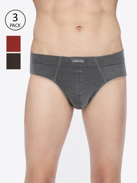 

Levis Men Pack of 3 Solid Briefs BF-100CA-3PK-STYLE-011-552, Grey melange