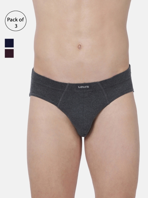 

Levis Men Pack of 3 Solid Briefs BF-100CA-3PK, Charcoal