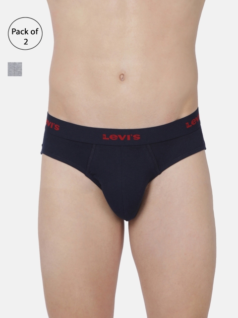 

Levis Men Pack of 2 Solid Pure Cotton Briefs BF-100CA-2PK-STYLE-002-204, Grey