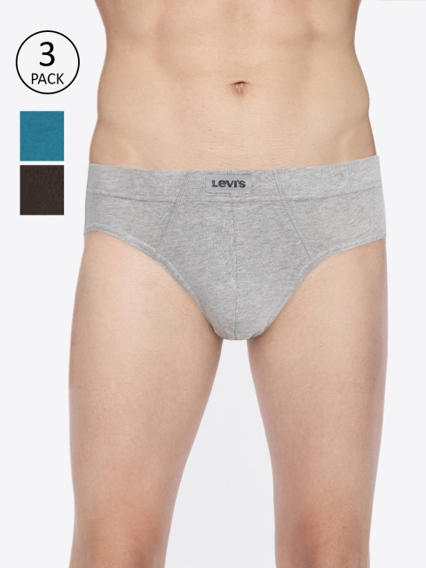 

Levis Men Pack of 3 Solid Briefs BF-100CA-3PK-STYLE-011-579, Grey melange