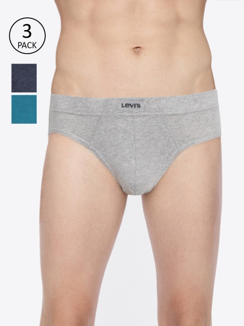 

Levis Men Pack of 3 Solid Briefs BF-100CA-3PK-STYLE-011-606, Grey melange