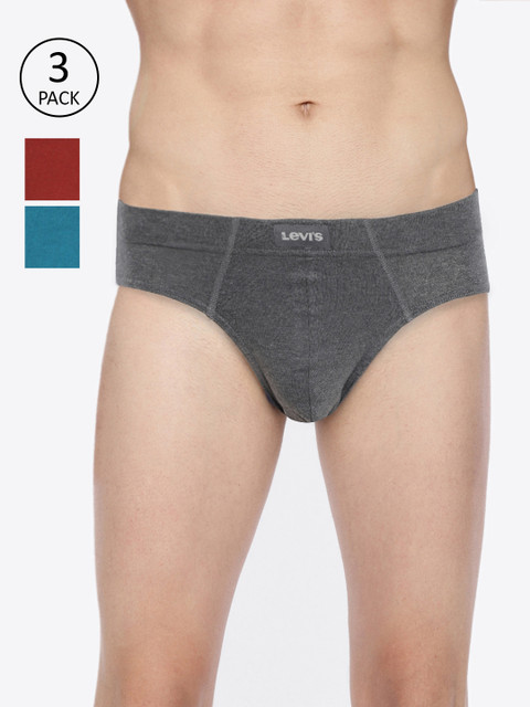 

Levis Men Pack of 3 Solid Briefs BF-100CA-3PK-STYLE-011-570, Charcoal