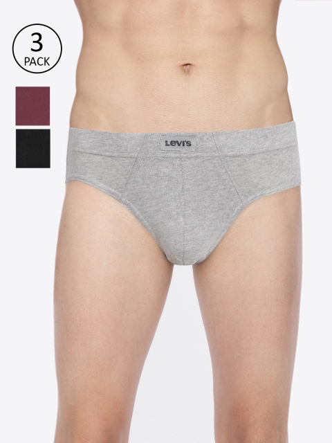 

Levis Men Pack of 3 Solid Briefs BF-100CA-3PK-STYLE-011-578, Grey melange