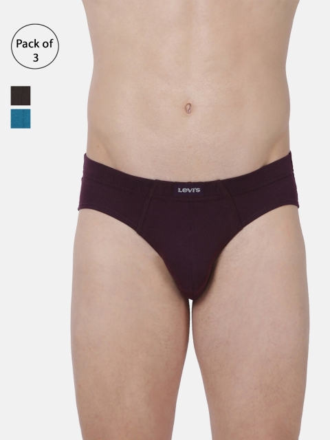 

Levis Men Pack Of 3 Solid Comfort Briefs BF-100CA-3PK-STYLE-011-538, Brown