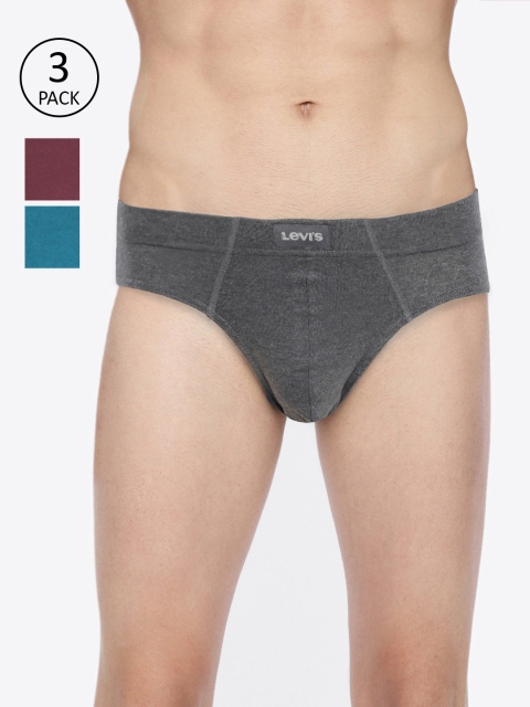 

Levis Men Pack of 3 Solid Briefs BF-100CA-3PK-STYLE-011-562, Charcoal