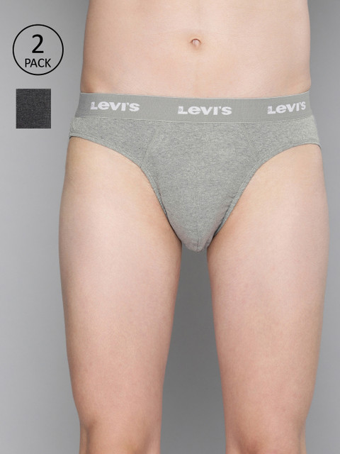 

Levis Men Pack of 2 Solid Briefs BF-100CA-2PK, Grey