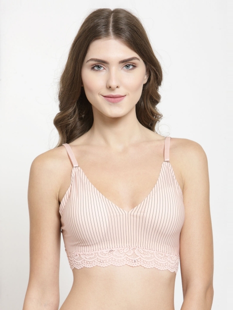 

Quttos Pink Printed Non-Wired Lightly Padded Bralette Bra QT-SB-5134