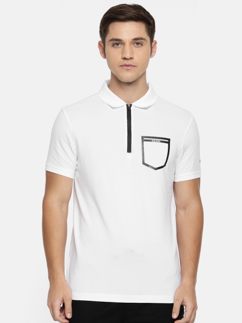 

Being Human Clothing Men White Solid Polo Collar T-shirt