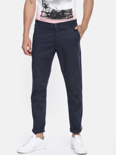 

Being Human Men Navy Blue Regular Fit Solid Chinos