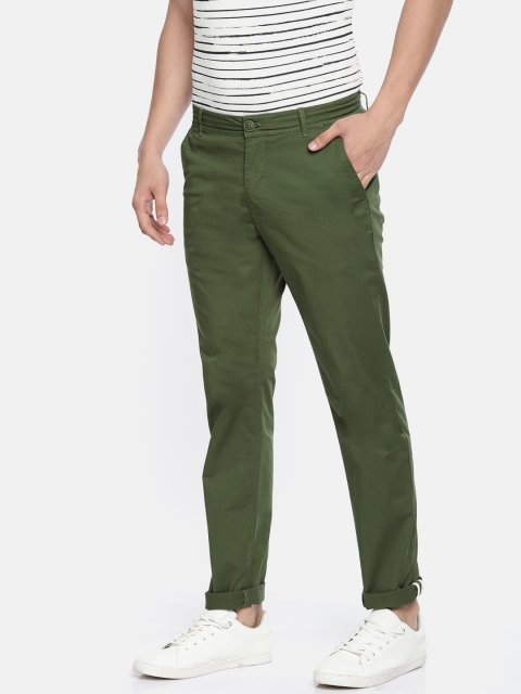 

Being Human Clothing Men Olive Green Slim Fit Solid Chinos