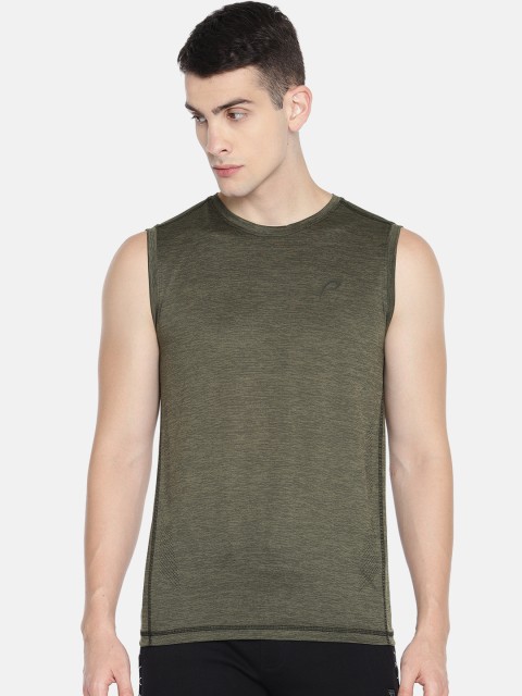 

Proline Active Men Olive Green & Black Solid Round Neck T-shirt